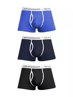 Набор мужских трусов боксеров 3в1 (синие, черные, темно-синие) Sergio Dallini RTSD941-2